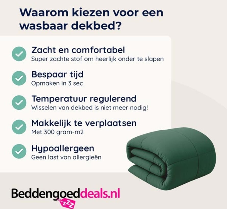 Dekbed Zonder Overtrek - Dennengroen Stone Washed