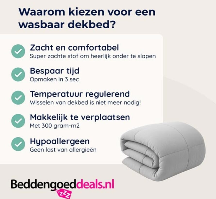 Dekbed Zonder Overtrek - Grijs Stone Washed