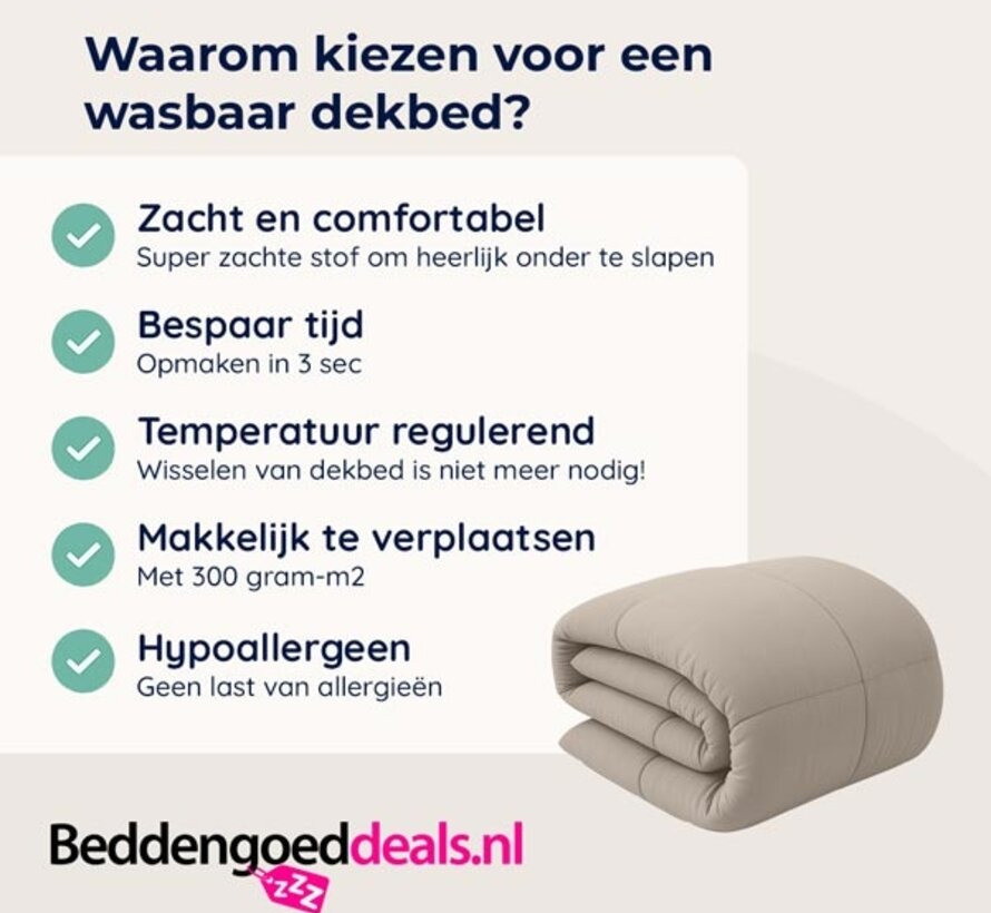 Dekbed Zonder Overtrek - Zand Stone Washed