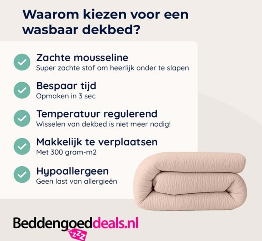 Dekbed Zonder Overtrek - Zachtroze Micro Mousseline