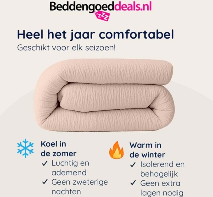 Dekbed Zonder Overtrek - Zachtroze Micro Mousseline