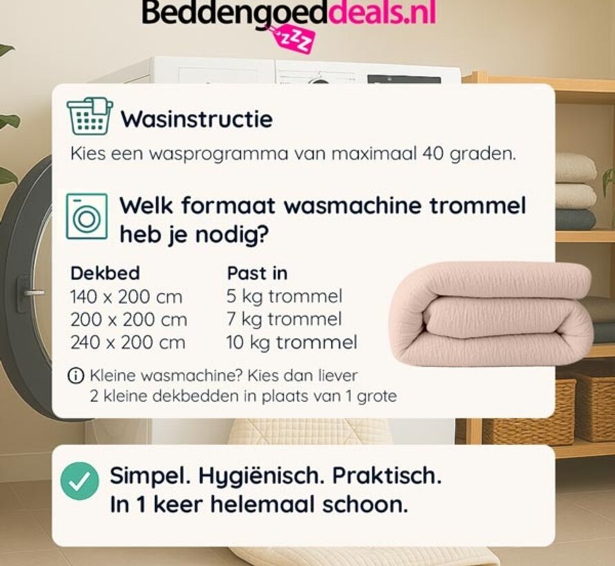 Dekbed Zonder Overtrek - Zachtroze Micro Mousseline
