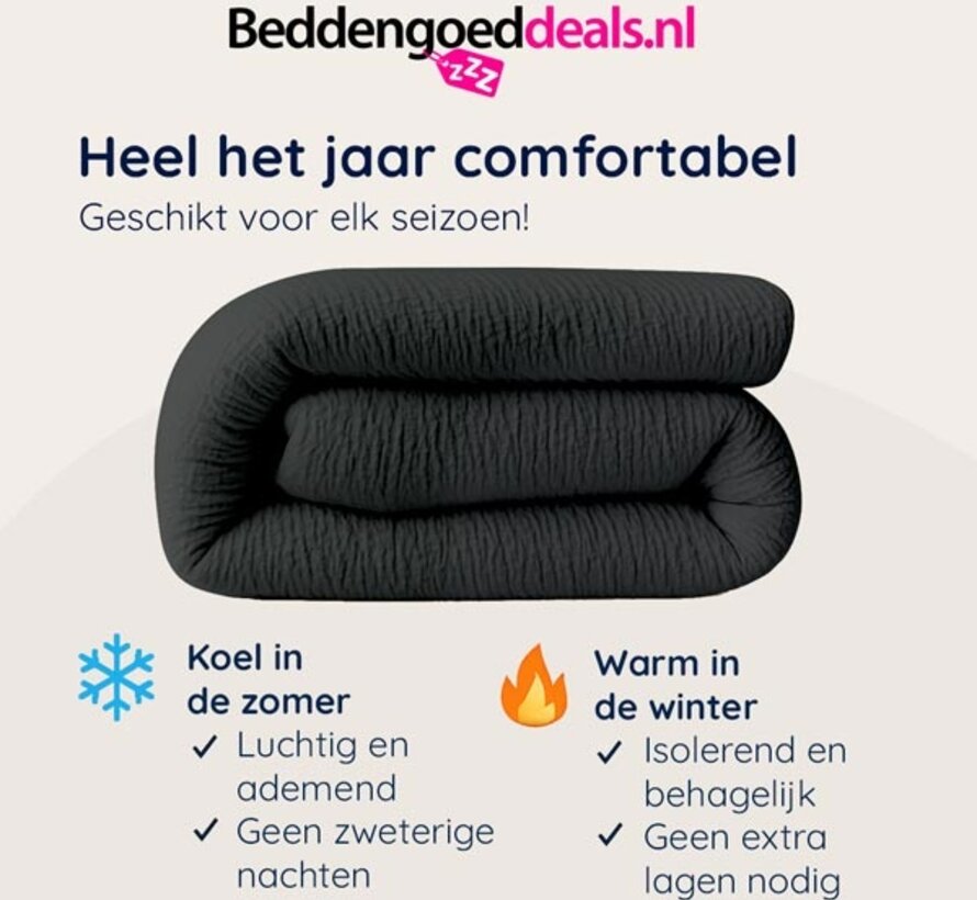 Dekbed Zonder Overtrek - Antraciet Micro Mousseline