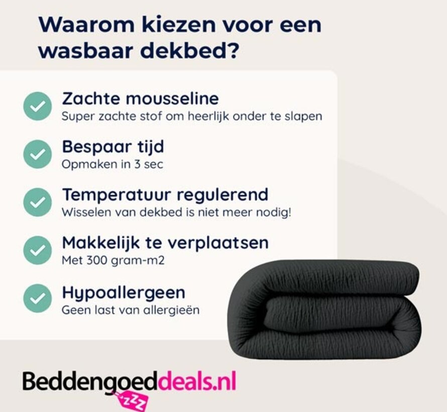 Dekbed Zonder Overtrek - Antraciet Micro Mousseline