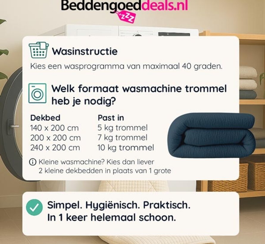 Dekbed Zonder Overtrek - Petrol Micro Mousseline