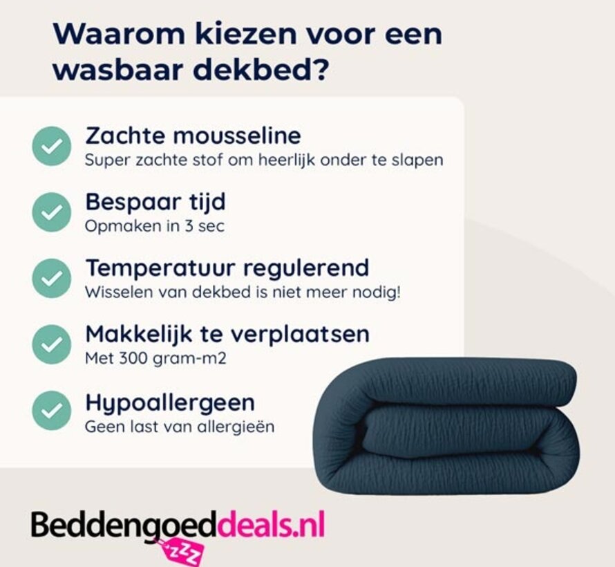 Dekbed Zonder Overtrek - Petrol Micro Mousseline