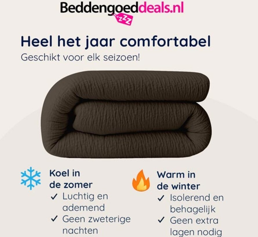 Dekbed Zonder Overtrek - Chocoladebruin Micro Mousseline