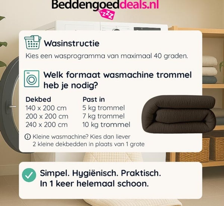Dekbed Zonder Overtrek - Chocoladebruin Micro Mousseline
