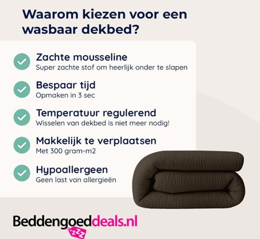 Dekbed Zonder Overtrek - Chocoladebruin Micro Mousseline