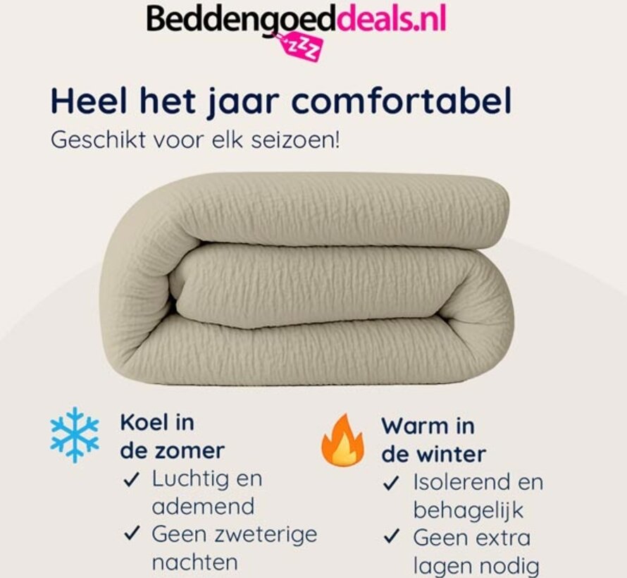 Dekbed Zonder Overtrek - Zand Micro Mousseline