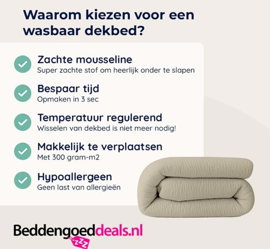 Dekbed Zonder Overtrek - Zand Micro Mousseline