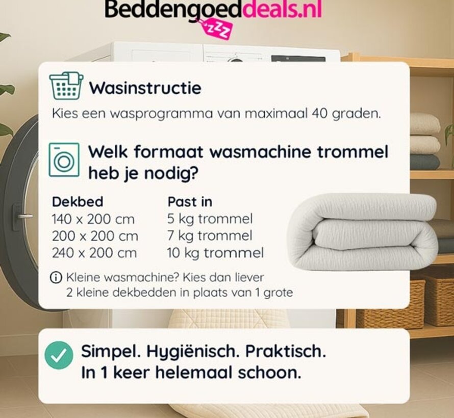 Dekbed Zonder Overtrek - Creme Micro Mousseline