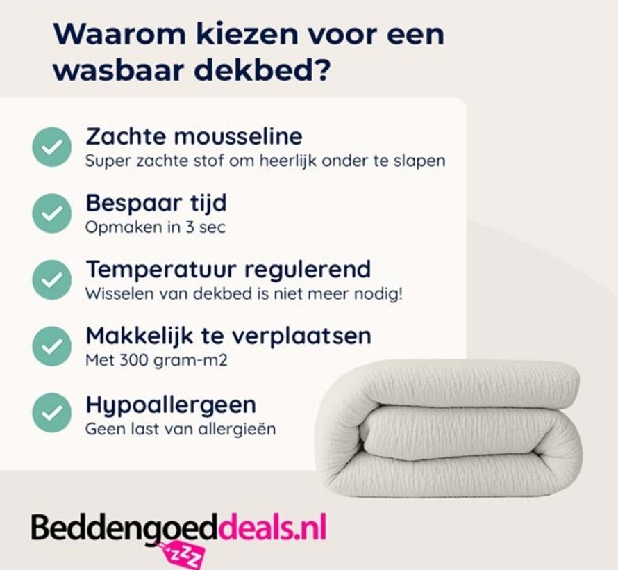 Dekbed Zonder Overtrek - Creme Micro Mousseline