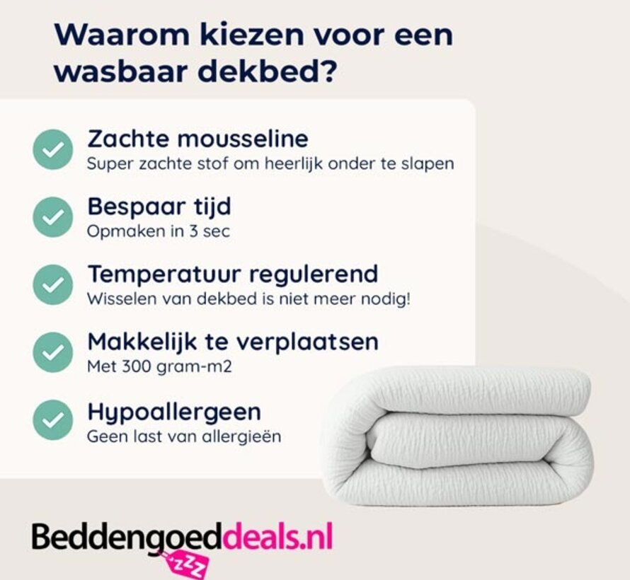 Dekbed Zonder Overtrek -Wit Micro Mousseline