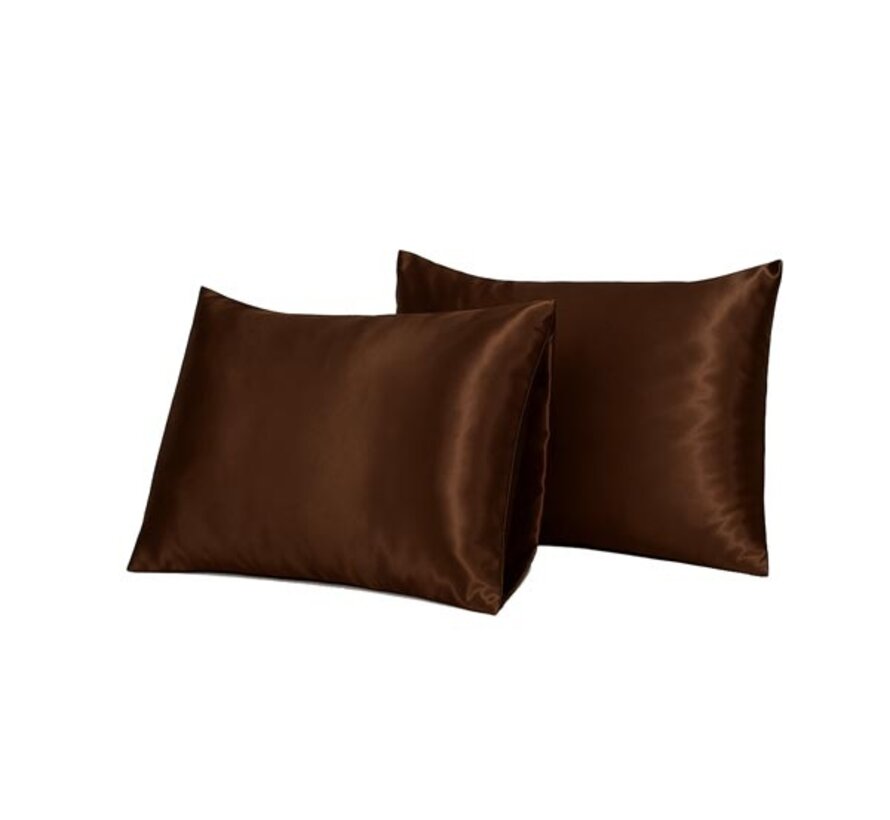 2-Pack: Kussenslopen - Satin - Bruin