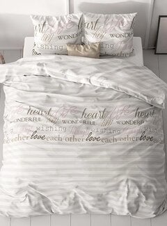 Sleeptime Classy Pinky Words - Taupe/Roze Dekbedovertrek