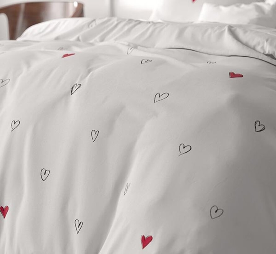 Hearts Everywhere - Wit Dekbedovertrek