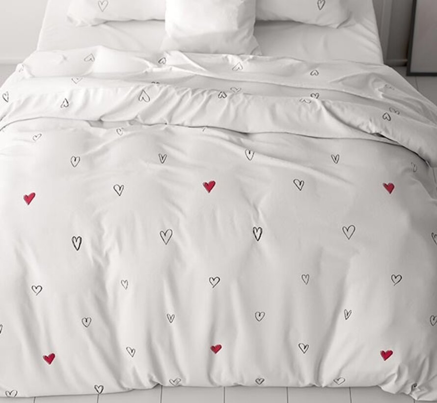 Hearts Everywhere - Wit Dekbedovertrek