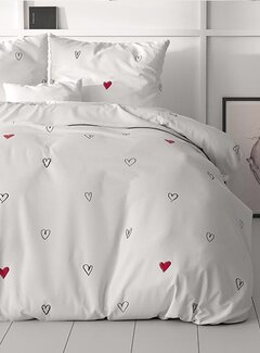 Sleeptime Classy Hearts Everywhere - Wit Dekbedovertrek