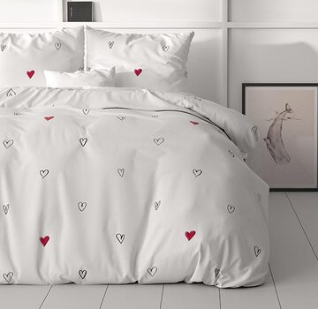 Sleeptime Classy Hearts Everywhere - Wit Dekbedovertrek