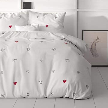 Sleeptime Classy Hearts Everywhere - Wit Dekbedovertrek