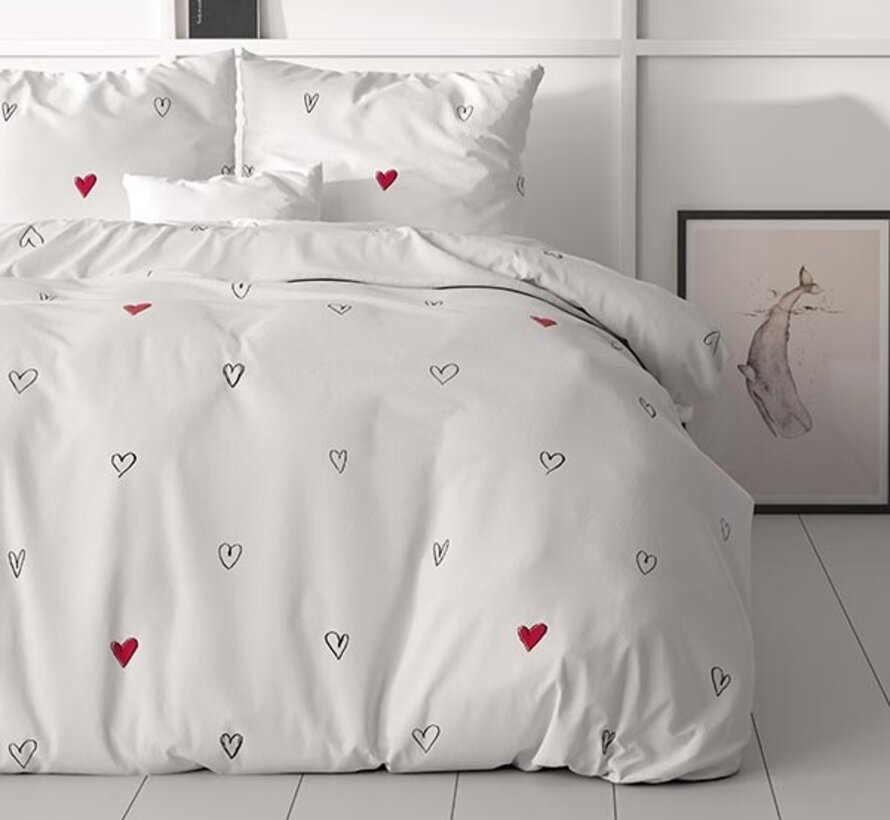Hearts Everywhere - Wit Dekbedovertrek