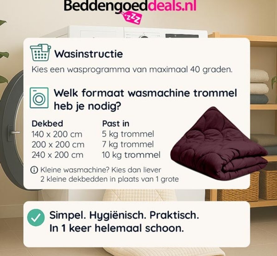 Dekbed Zonder Overtrek - Bordeauxrood Easy