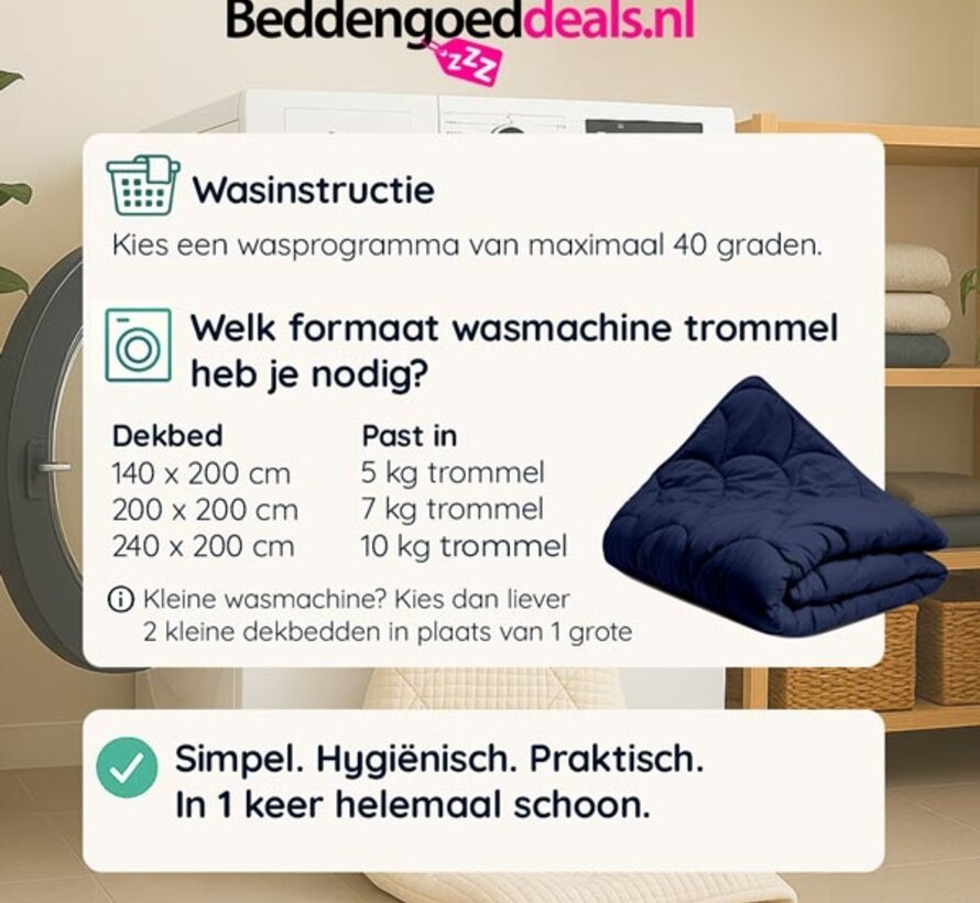 Dekbed Zonder Overtrek - Donkerblauw Easy