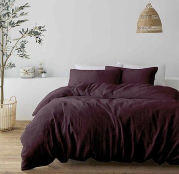 Zydante Mousseline Katoen - Bordeauxrood Dekbedovertrek