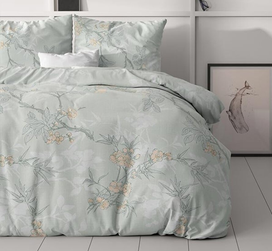 Blossom - Blauwgroen Dekbedovertrek
