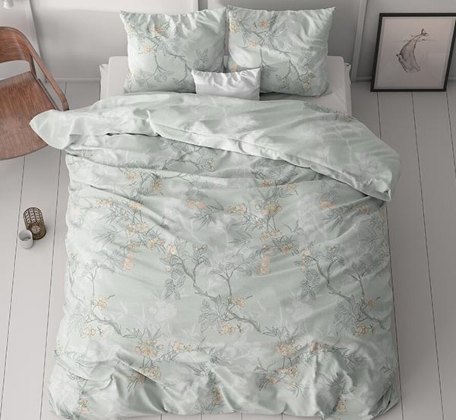 Blossom - Blauwgroen Dekbedovertrek