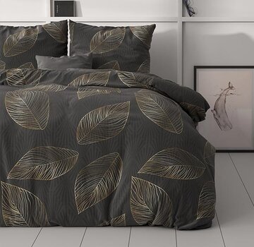 Sleeptime Classy Golden Leaf - Antraciet Dekbedovertrek