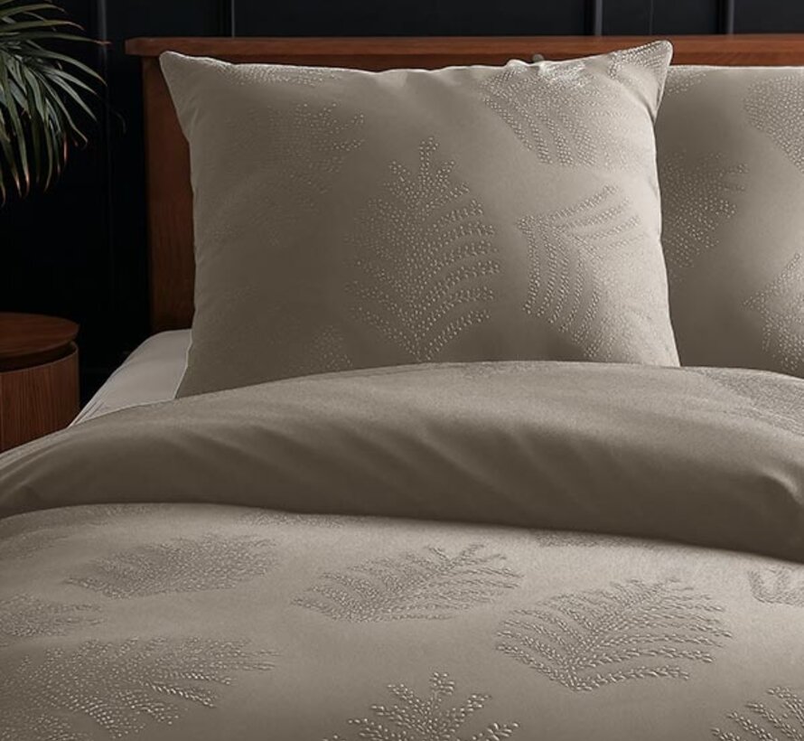 Leaves 3D - Taupe/Grijs Dekbedovertrek