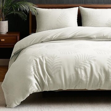 Sleeptime Embossed Leaves 3D - Creme Dekbedovertrek