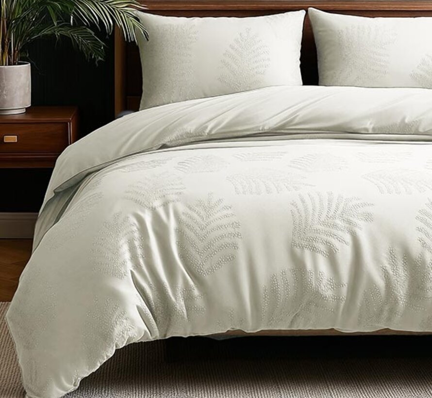 Leaves 3D - Creme Dekbedovertrek