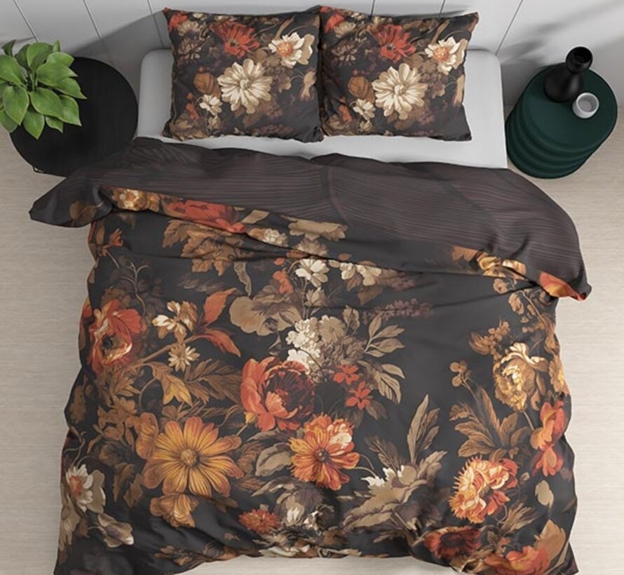 Art Flowers - Bruin/Multi Dekbedovertrek