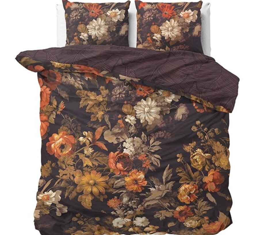 Art Flowers - Bruin/Multi Dekbedovertrek