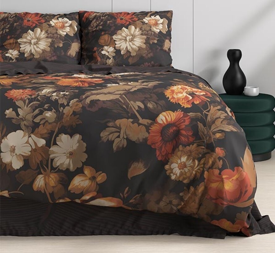 Art Flowers - Bruin/Multi Dekbedovertrek