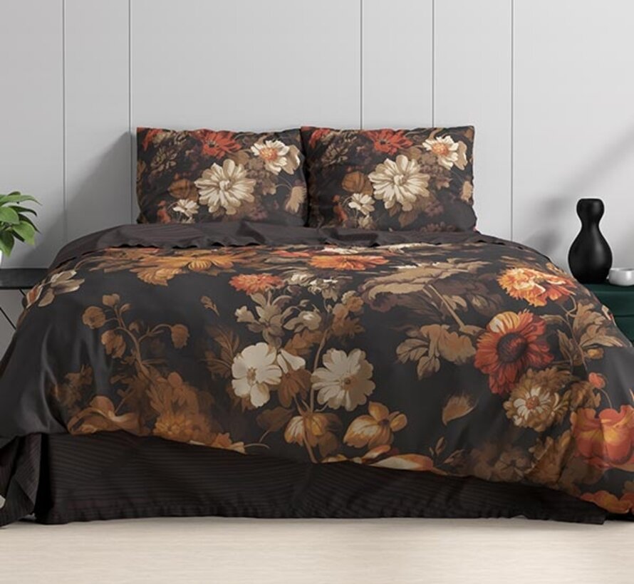 Art Flowers - Bruin/Multi Dekbedovertrek
