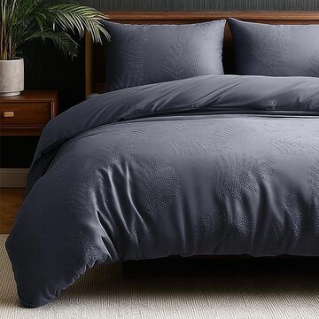 Sleeptime Embossed Leaves 3D - Antraciet Dekbedovertrek