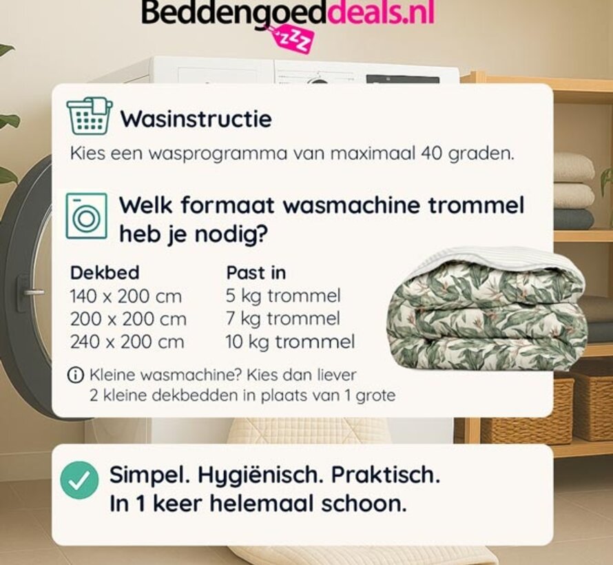 Dekbed Zonder Overtrek - Floral Green