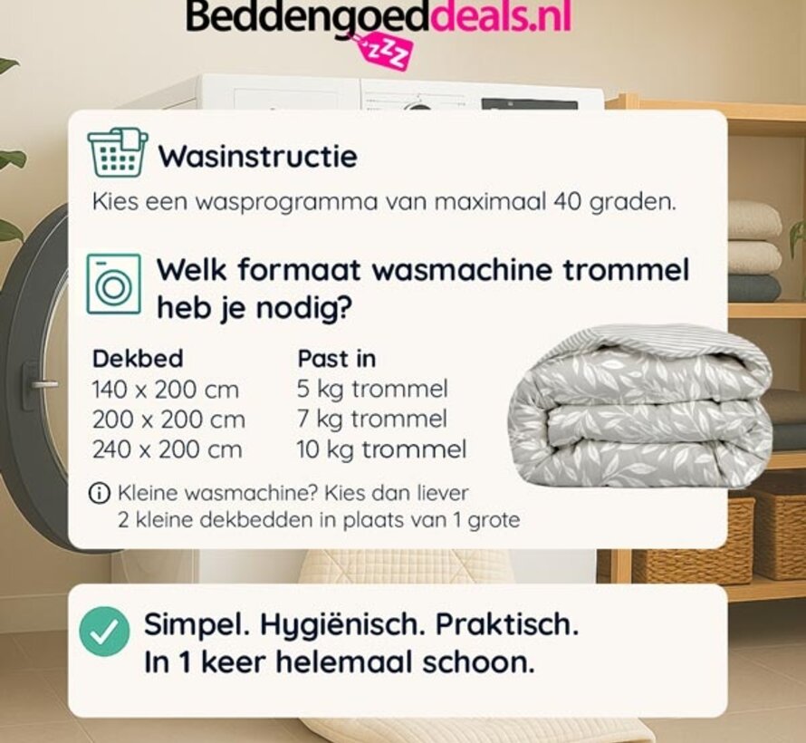 Dekbed Zonder Overtrek - Grey Leafs