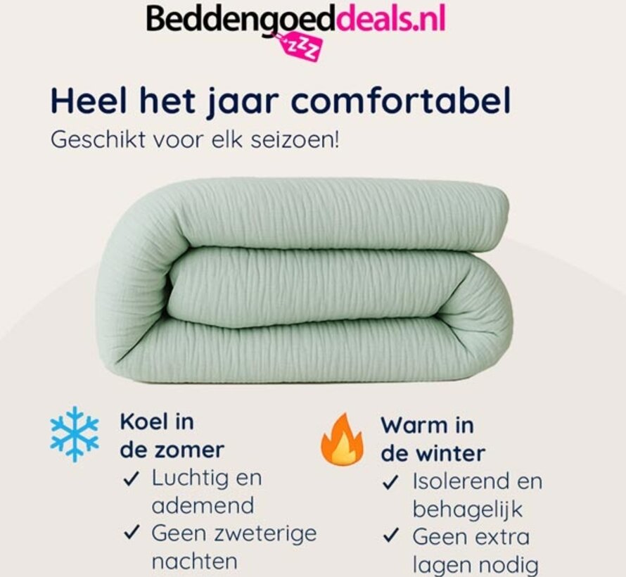 Dekbed Zonder Overtrek - Lichtgroen Micro Mousseline