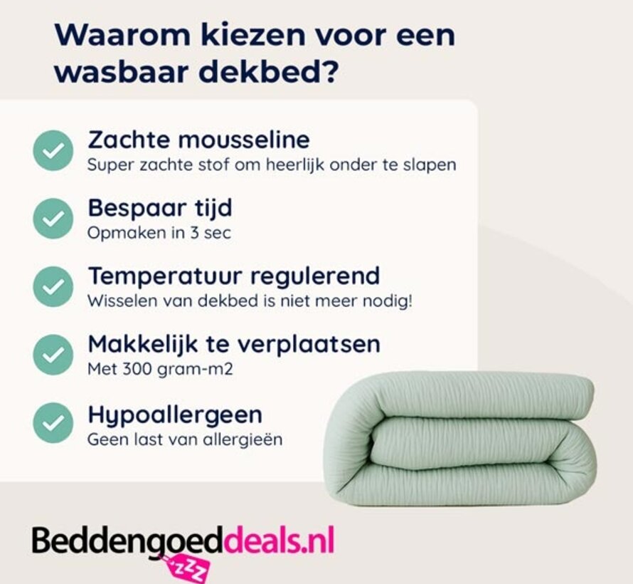 Dekbed Zonder Overtrek - Lichtgroen Micro Mousseline