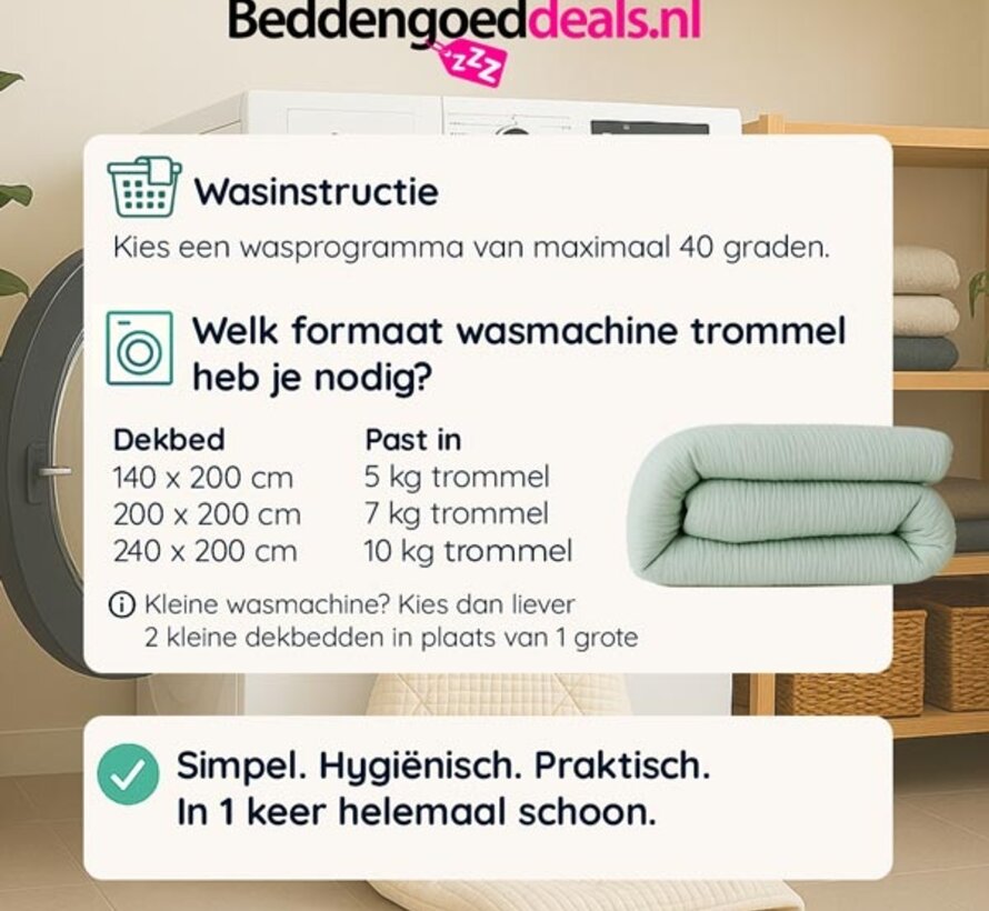 Dekbed Zonder Overtrek - Lichtgroen Micro Mousseline