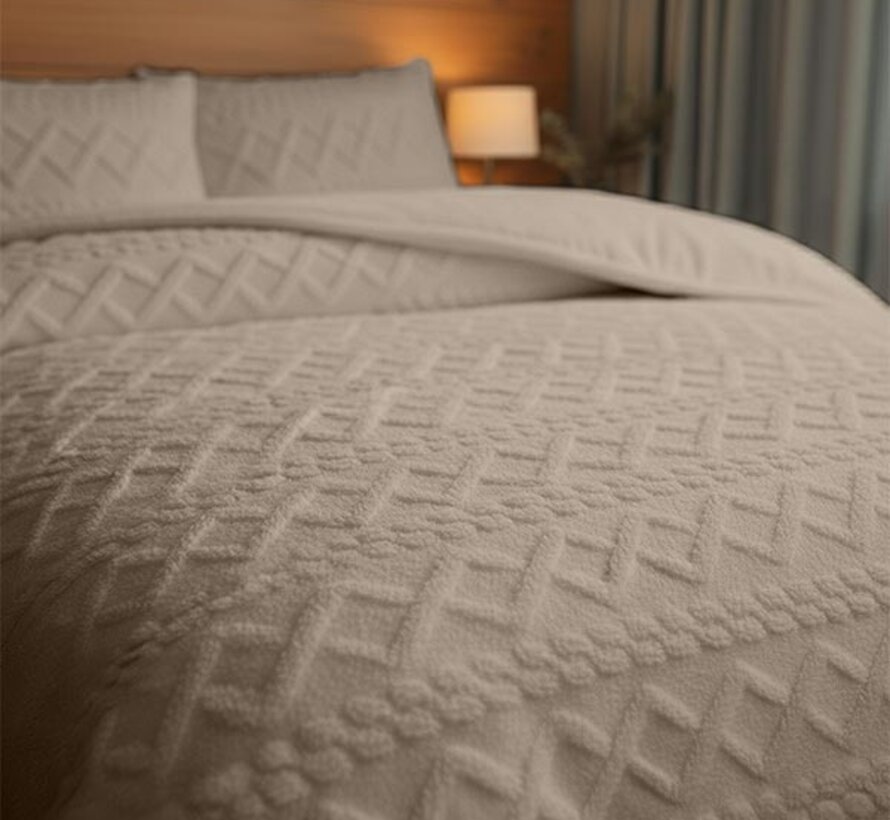 Jacquard Teddy - Stone Taupe Dekbedovertrek