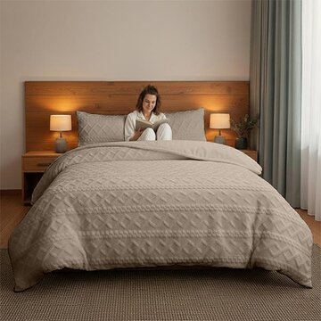 Zydante Jacquard Teddy - Stone Taupe Dekbedovertrek