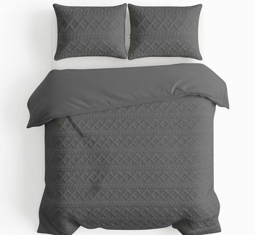 Jacquard Teddy - Antraciet Dekbedovertrek