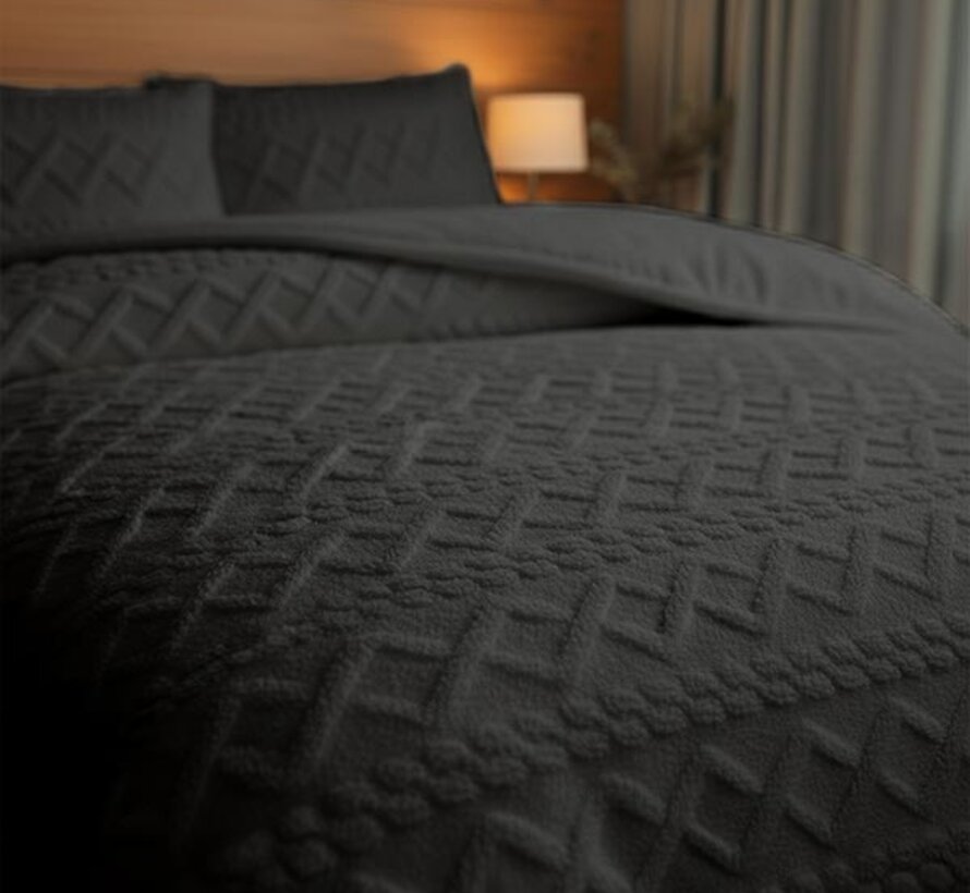Jacquard Teddy - Antraciet Dekbedovertrek