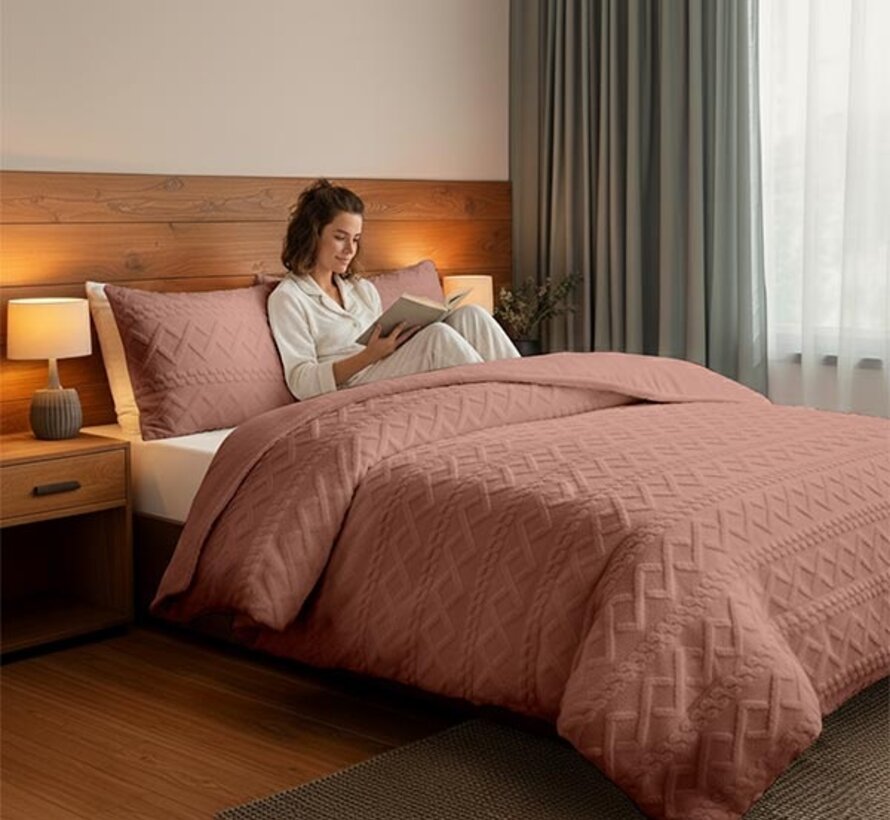 Jacquard Teddy - Peach Pink Dekbedovertrek